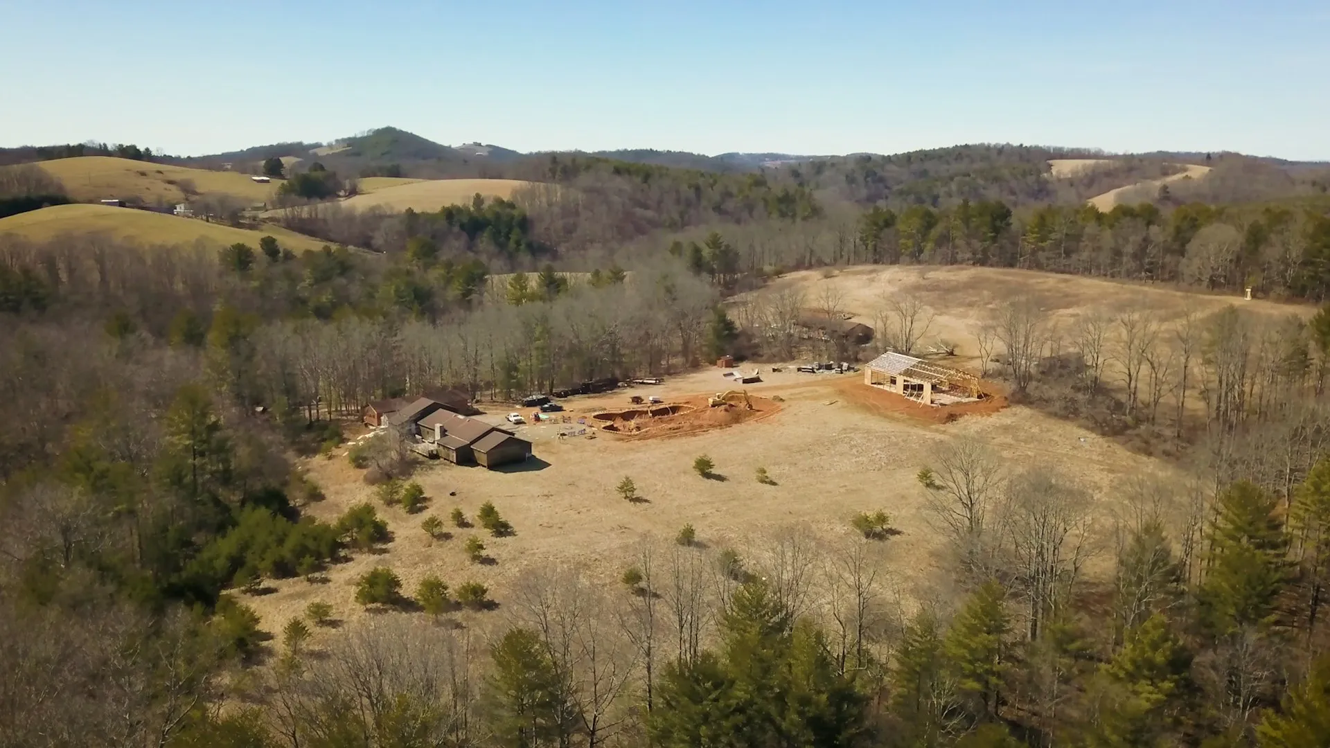 Aerial view of The Ranch property in the Blue Ridge foothills
